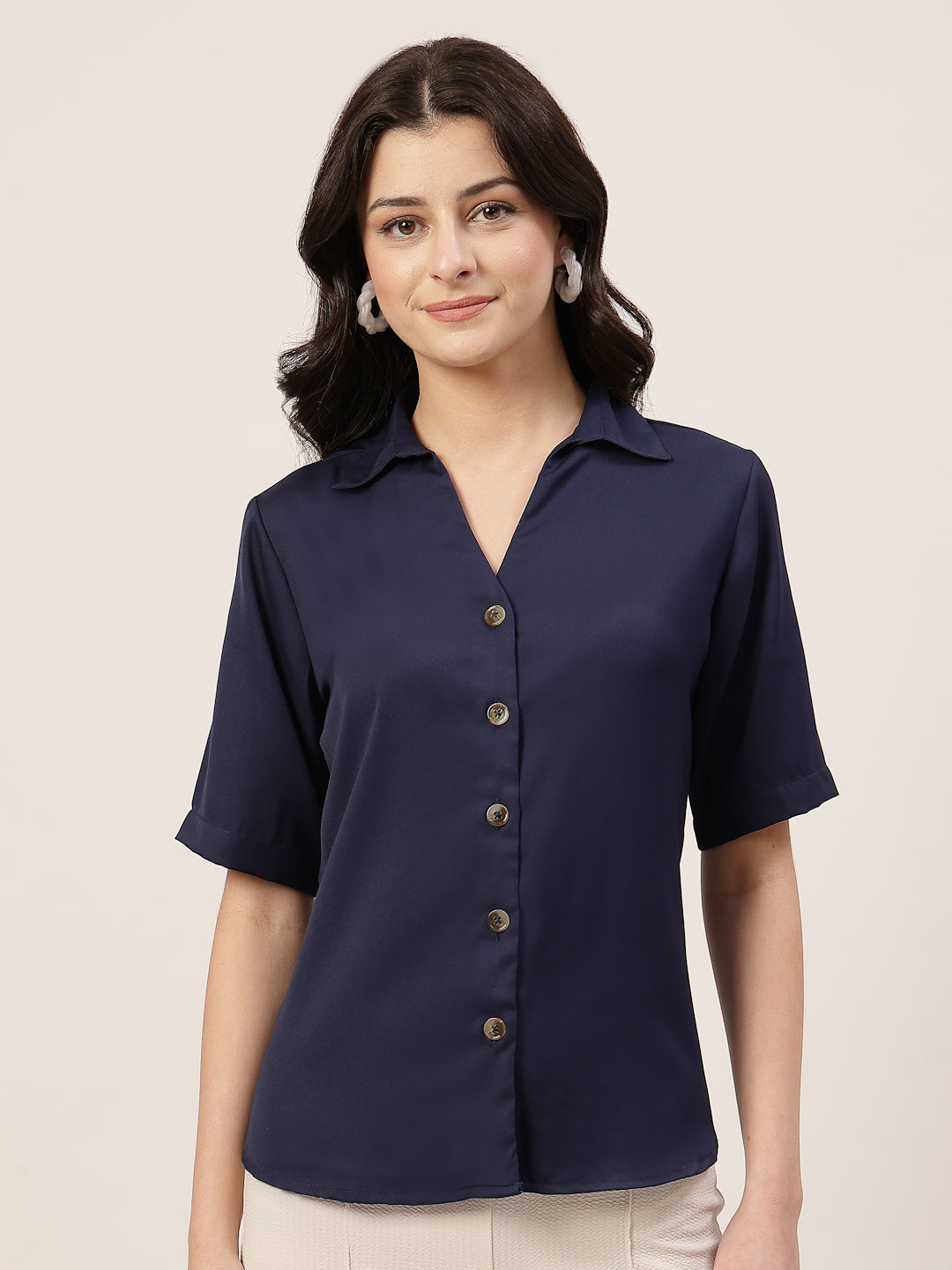 Style Quotient Women Navy Formal shirt-Shirts-StyleQuotient