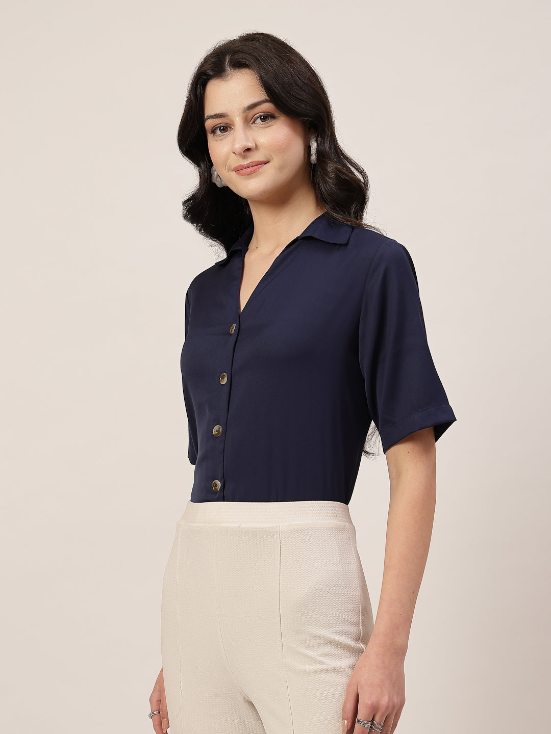 Style Quotient Women Navy Formal shirt-Shirts-StyleQuotient