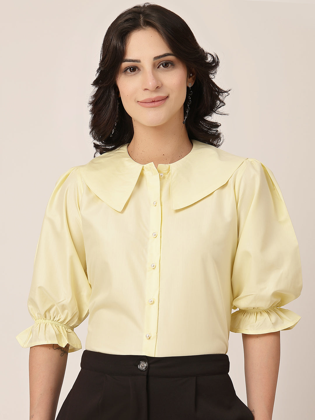Style Quotient Women Yellow Shirt Style Top-Shirts-StyleQuotient