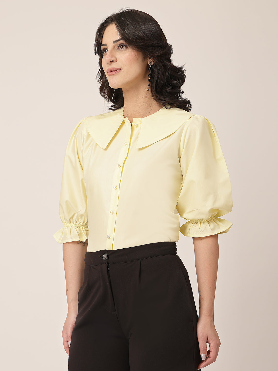 Style Quotient Women Yellow Shirt Style Top-Shirts-StyleQuotient