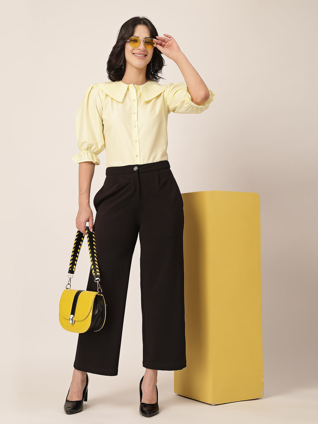 Style Quotient Women Yellow Shirt Style Top-Shirts-StyleQuotient