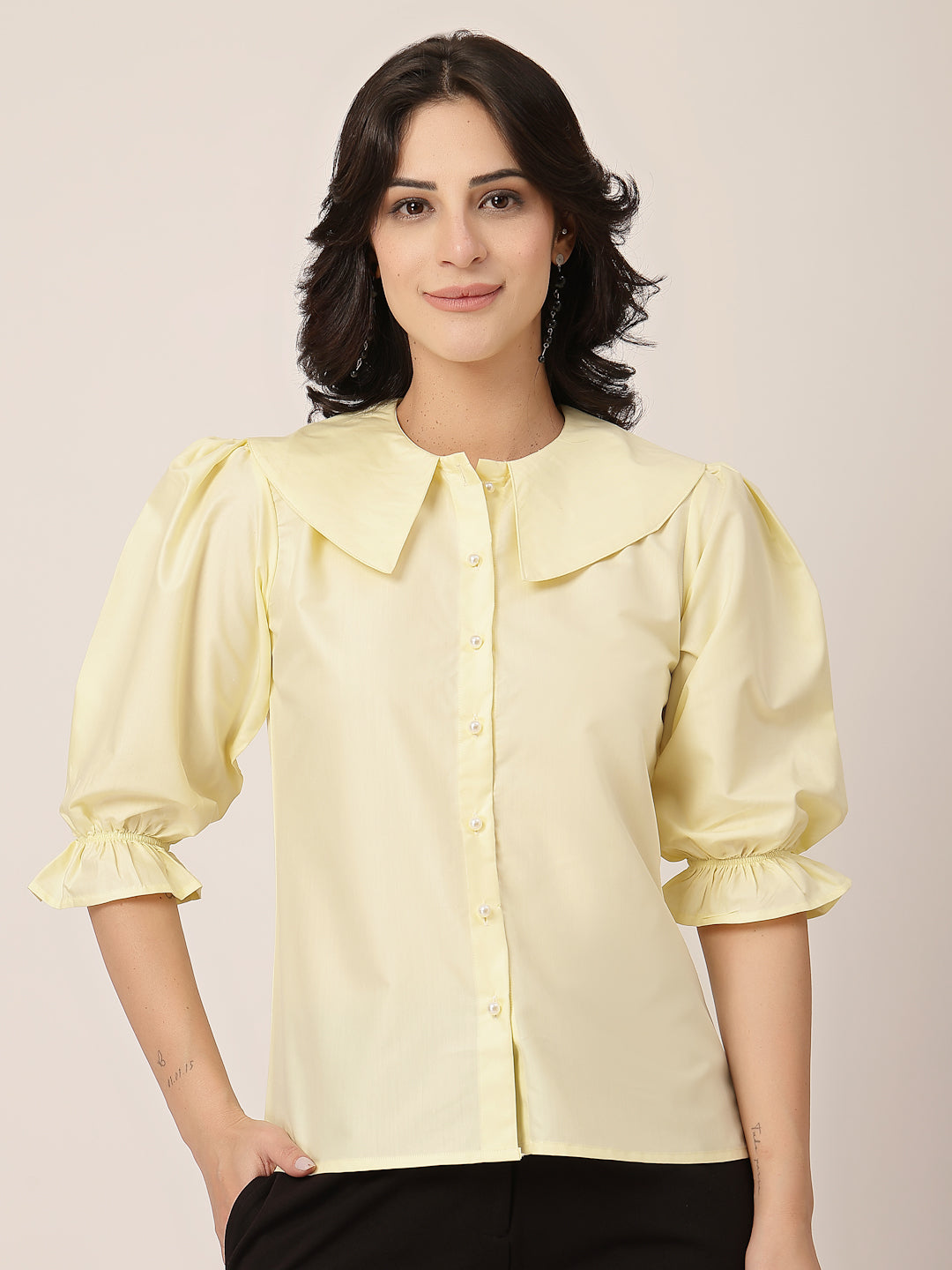 Style Quotient Women Yellow Shirt Style Top-Shirts-StyleQuotient