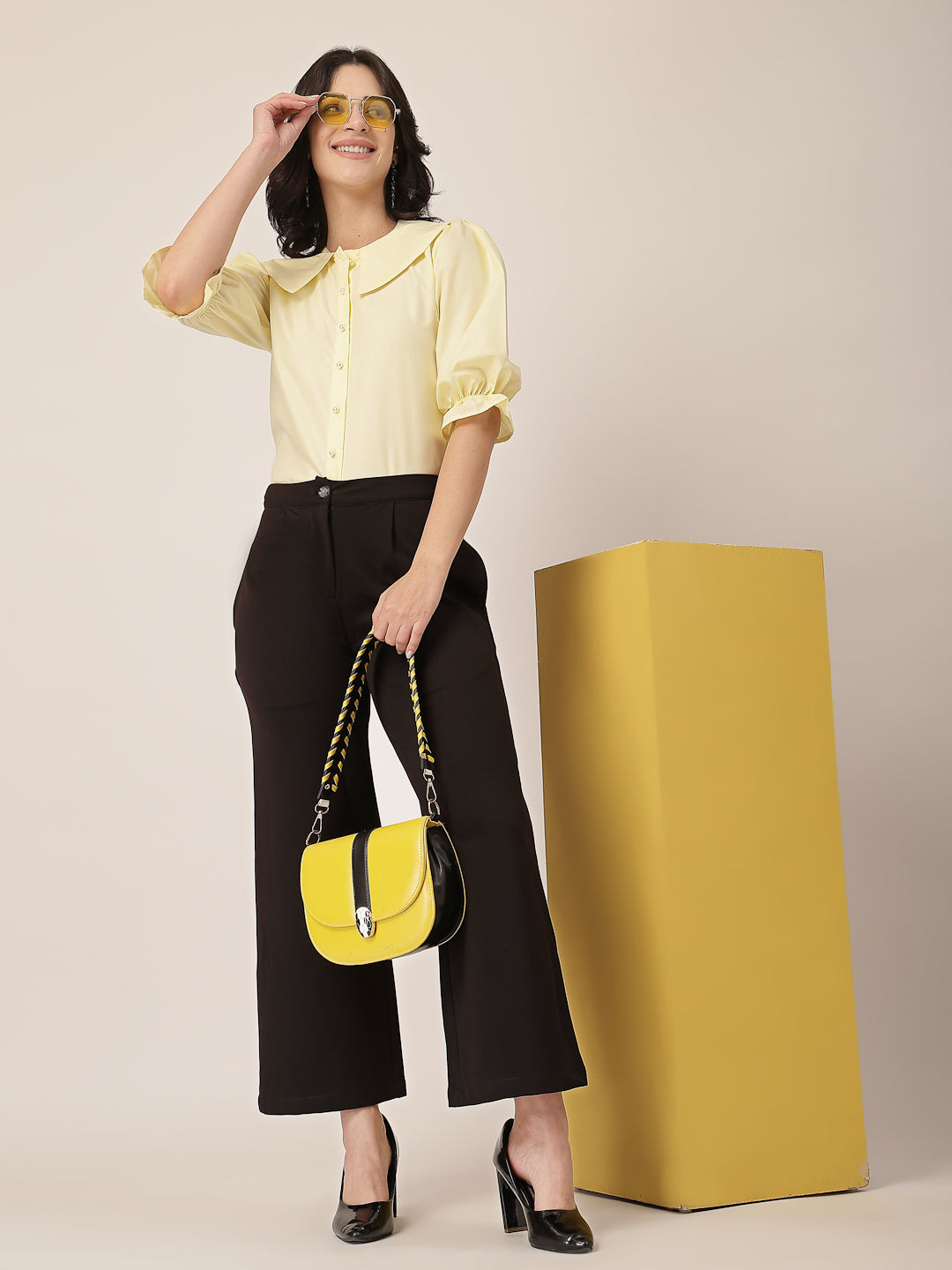 Style Quotient Women Yellow Shirt Style Top-Shirts-StyleQuotient