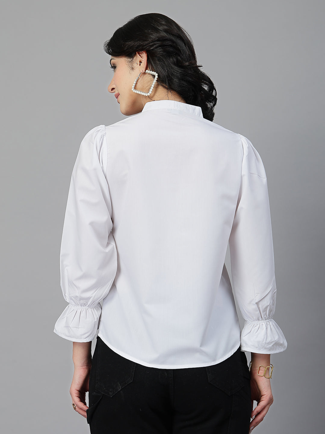 Style Quotient Women White Formal top-Tops-StyleQuotient
