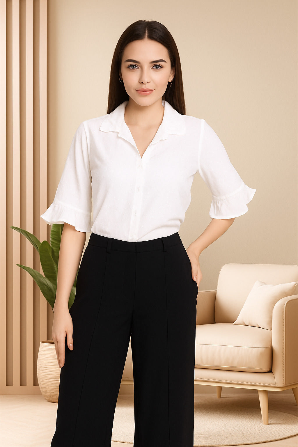 Style Quotient Women Solid White Shirt Style Top-Tops-StyleQuotient
