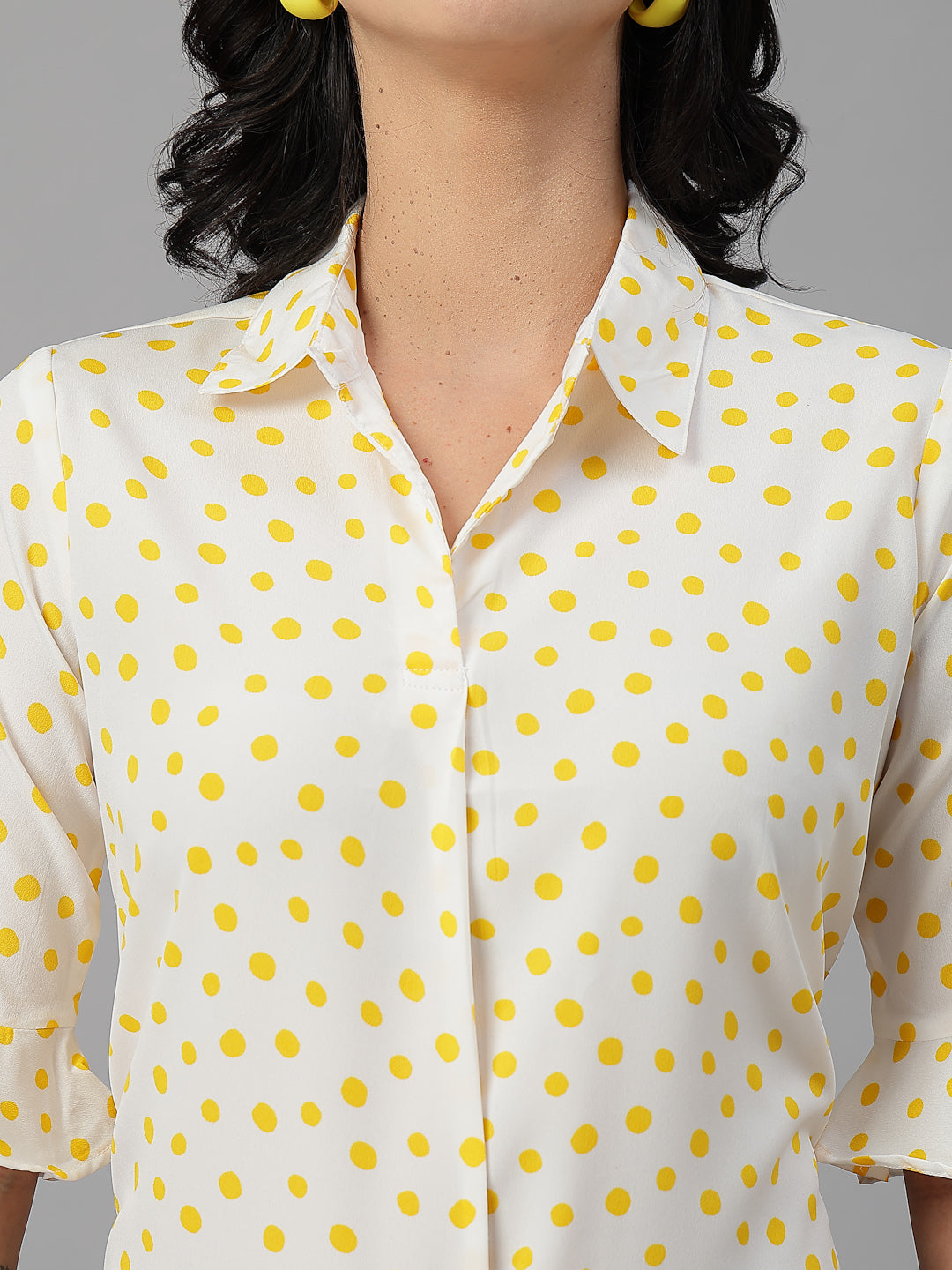 Style Quotient Women White Yellow shirt style Top-Tops-StyleQuotient