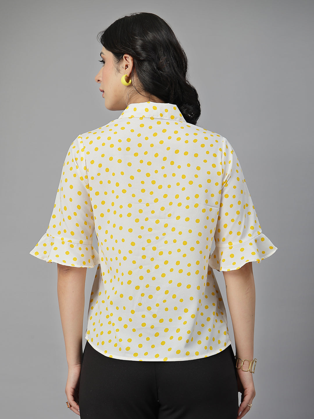 Style Quotient Women White Yellow shirt style Top-Tops-StyleQuotient