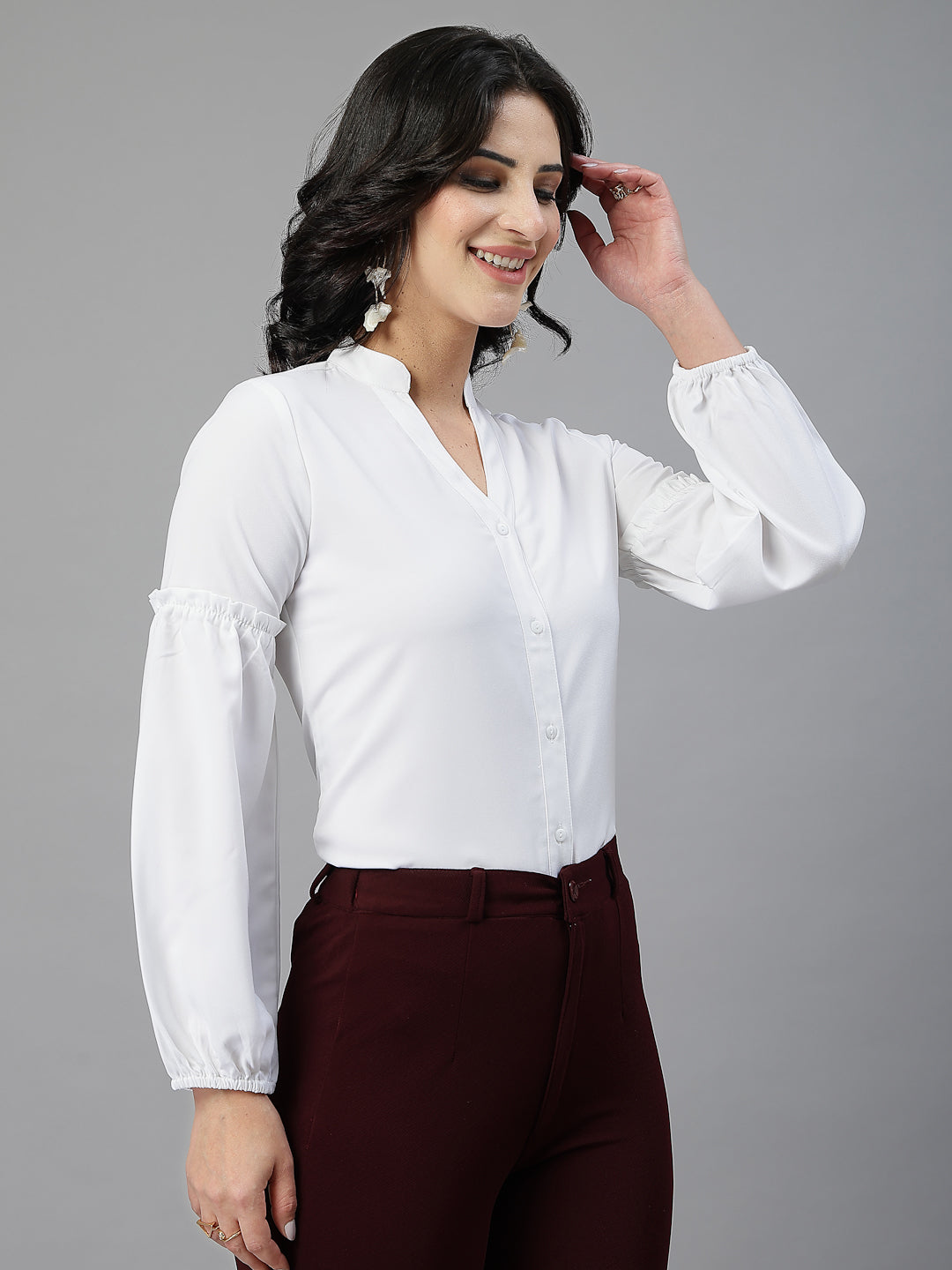 Style Quotient Women White shirt style top-Shirts-StyleQuotient