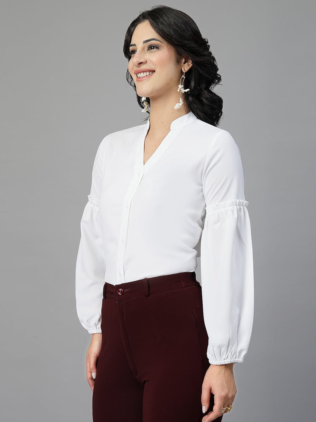 Style Quotient Women White shirt style top-Shirts-StyleQuotient