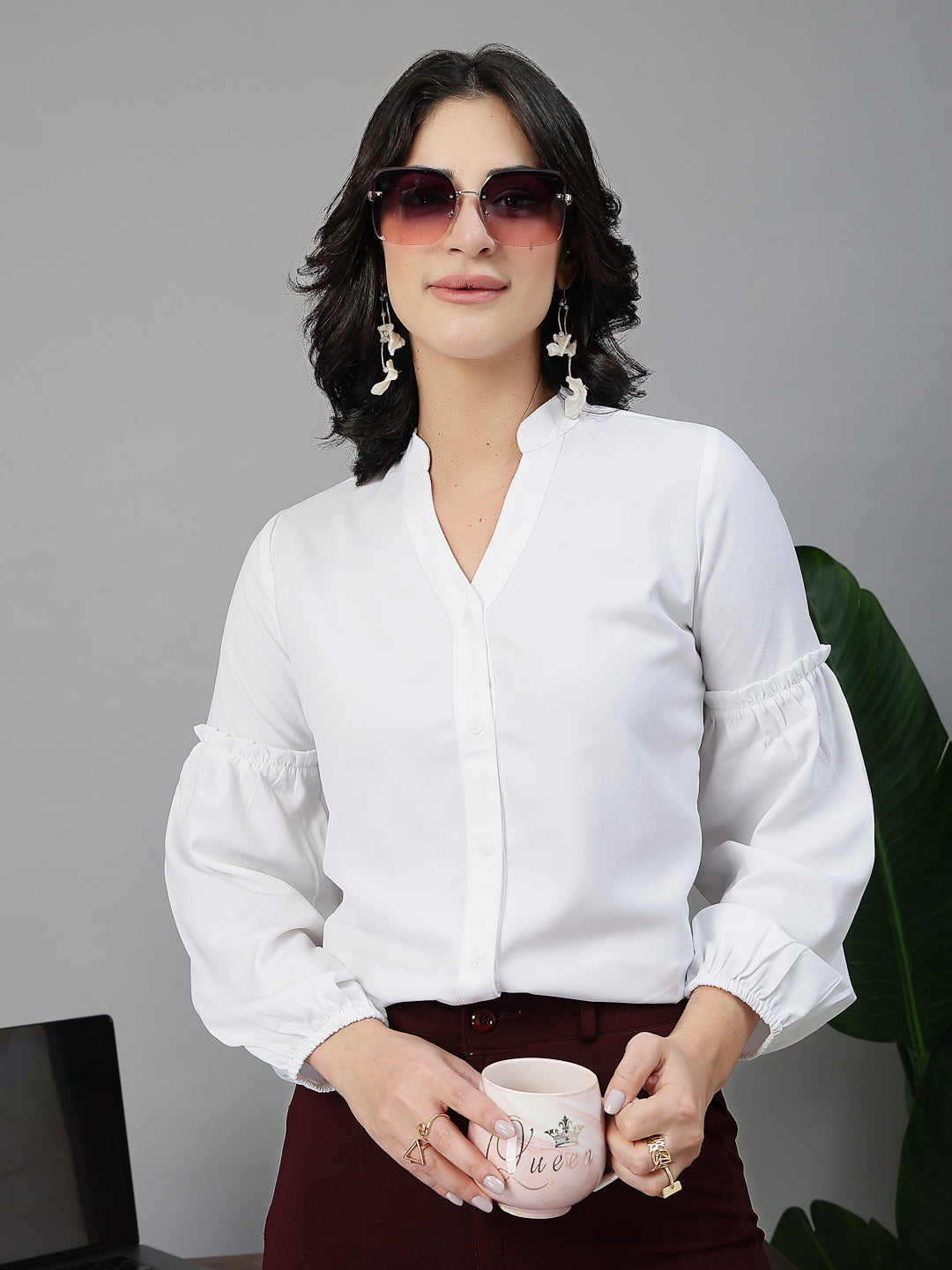 Style Quotient Women White shirt style top-Shirts-StyleQuotient