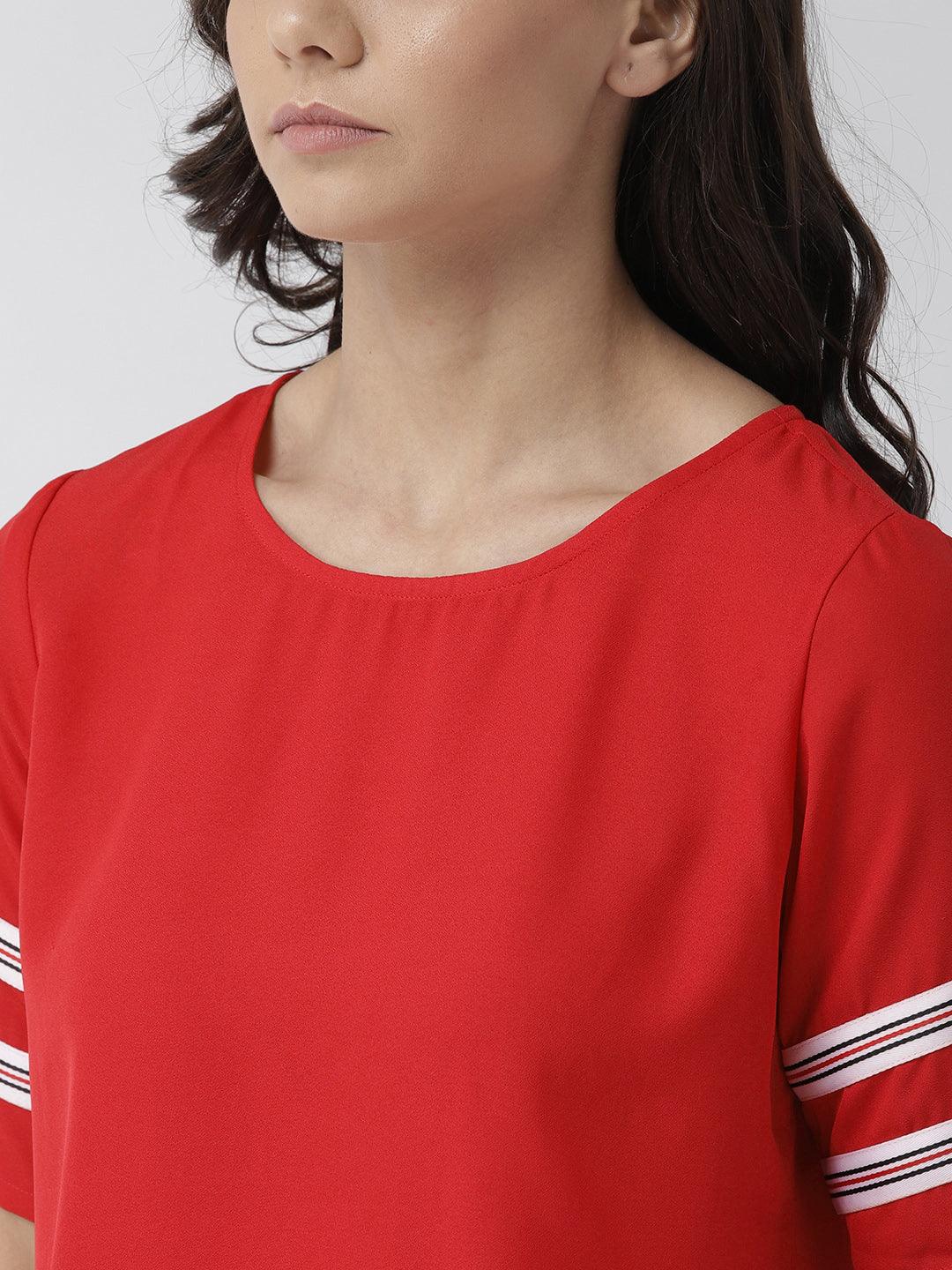 Women Navy Blue Solid Top-Tops-StyleQuotient