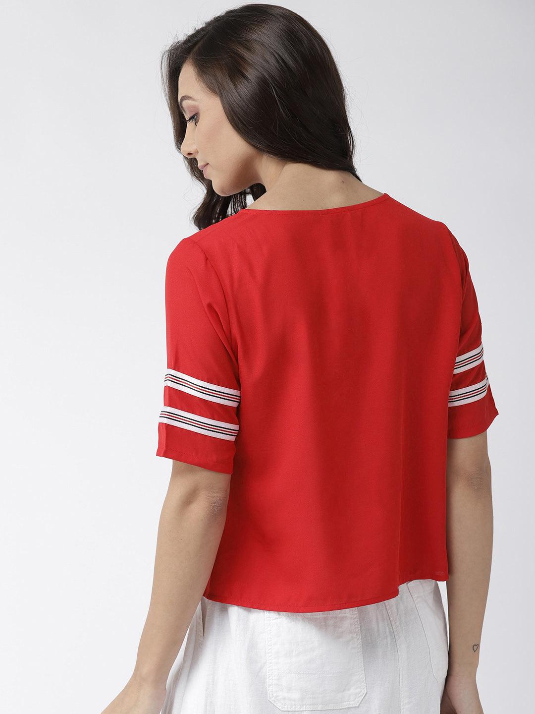 Women Navy Blue Solid Top-Tops-StyleQuotient