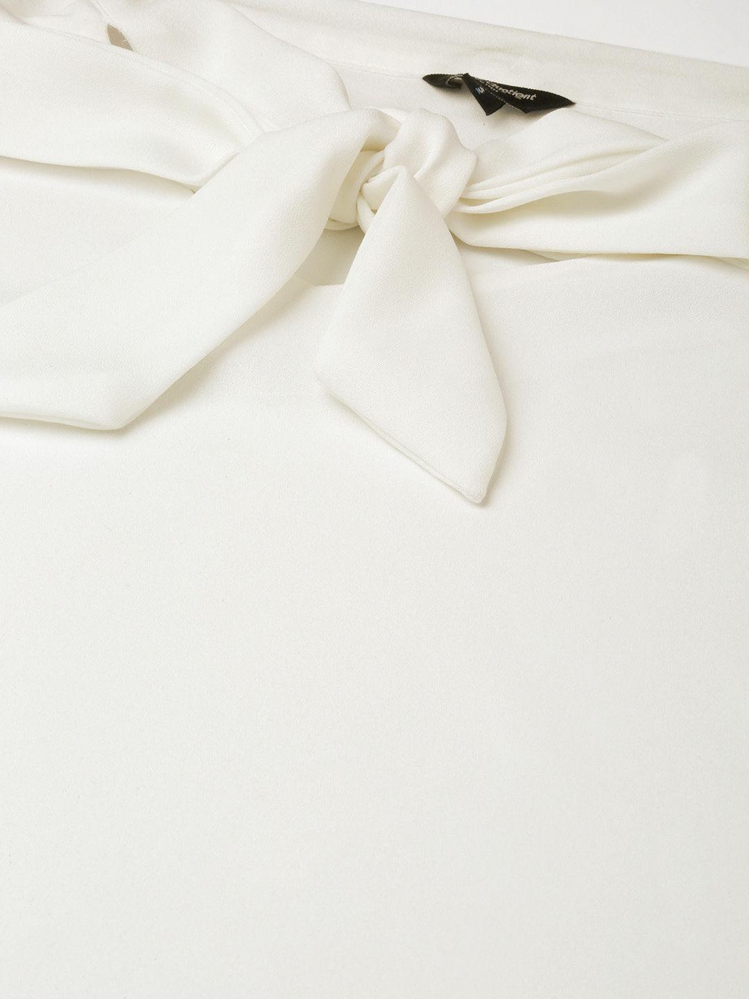 Style Quotient Women Solid White Polymoss Regular smart casual Top-Tops-StyleQuotient