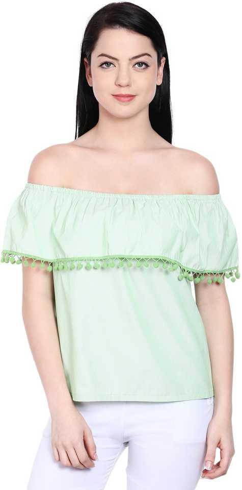 Style Quotient Women Green RoundNeck Geometric Print Fashion Tops-Tops-StyleQuotient