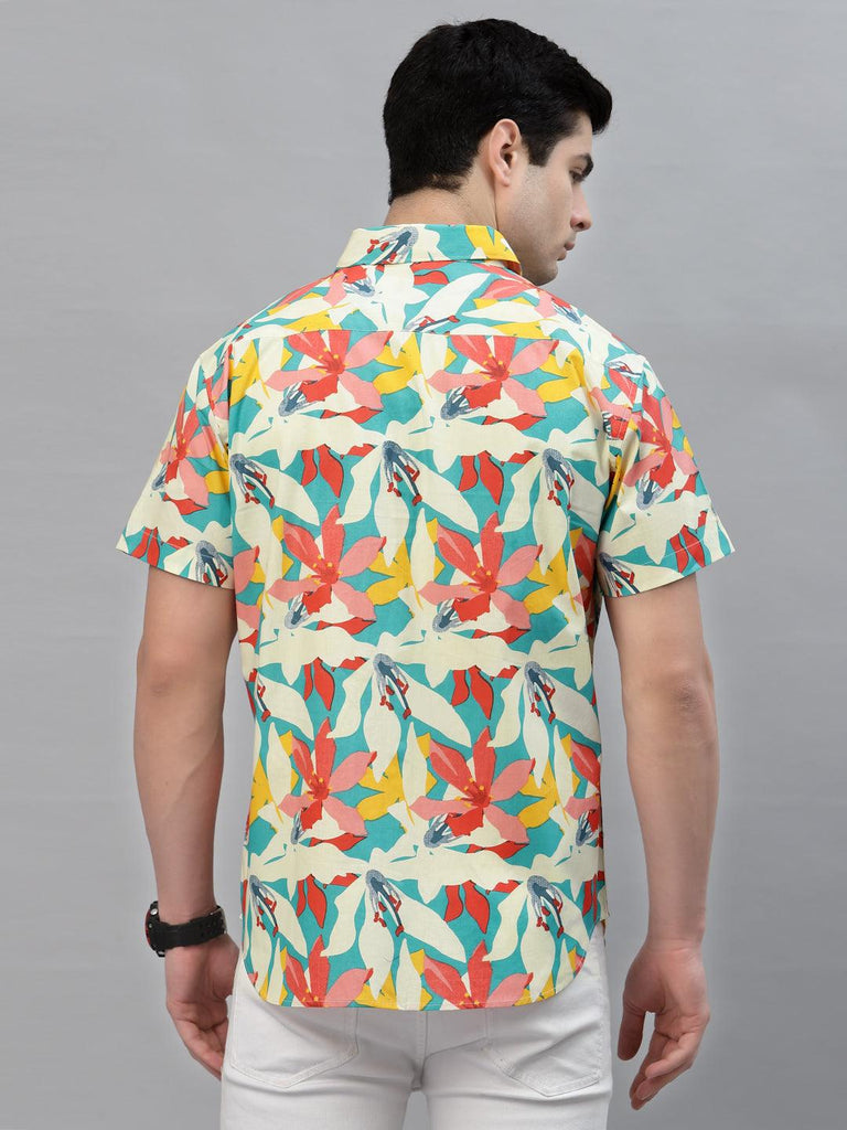 Style Quotient Men Teal Comfort Floral Printed Casual Shirt-Mens Shirt-StyleQuotient