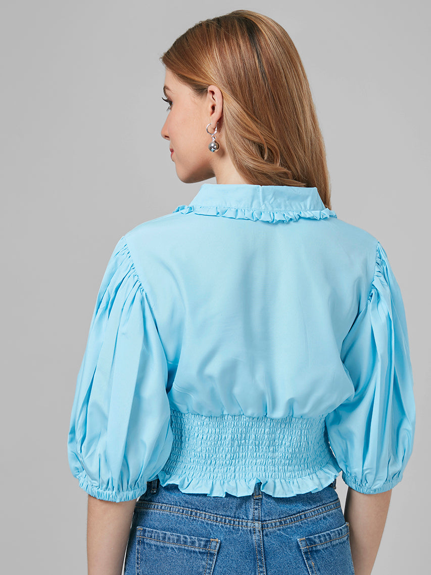 Style Quotient Women Blue Solid Tops-Tops-StyleQuotient