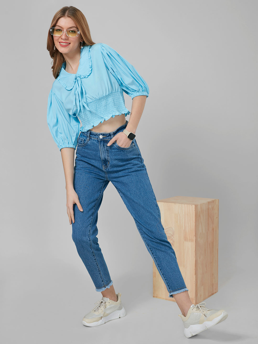 Style Quotient Women Blue Solid Tops-Tops-StyleQuotient