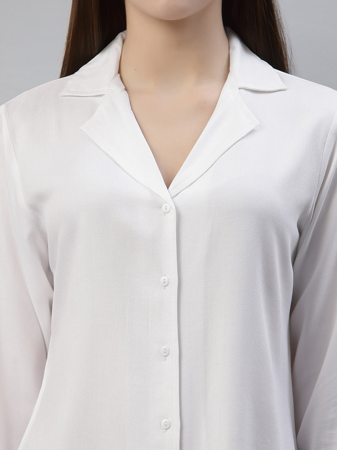 Style Quotient Women Solid White Viscose Rayon Regular Formal Shirt-Shirts-StyleQuotient