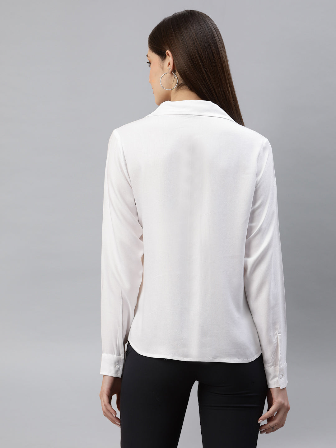 Style Quotient Women Solid White Viscose Rayon Regular Formal Shirt-Shirts-StyleQuotient