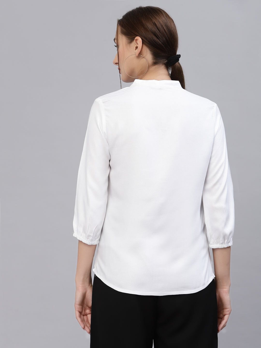 Style Quotient Women Solid White Viscose Rayon formal shirt-Shirts-StyleQuotient