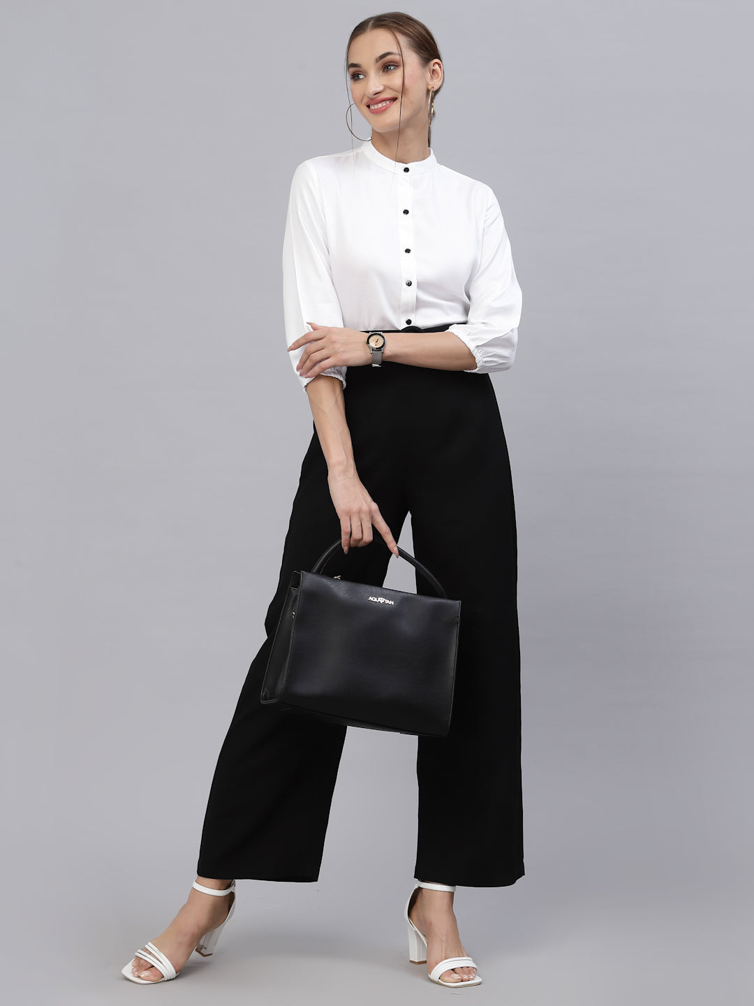 Style Quotient Women Solid White Viscose Rayon formal shirt-Shirts-StyleQuotient