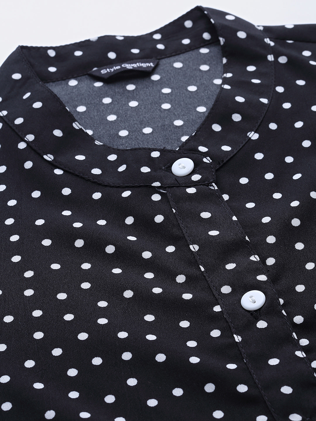 Style Quotient Women Black And White Polka Dot printed Polyester Formal Top-Shirts-StyleQuotient