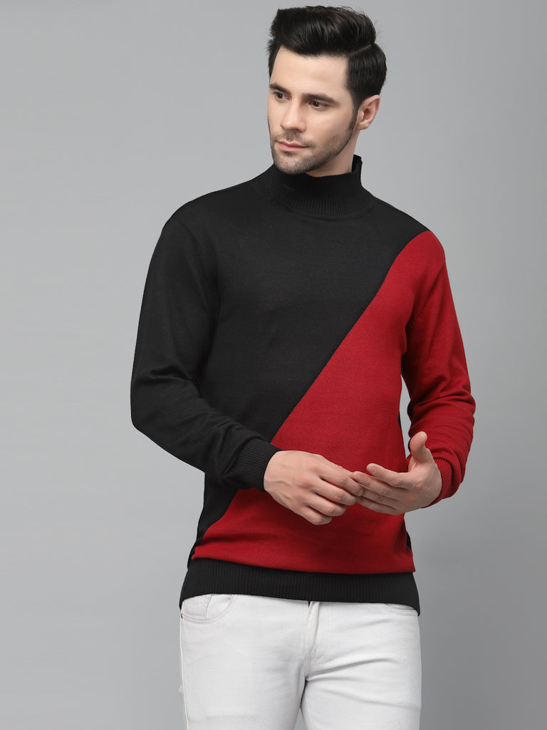 Style Quotient Men Black Colourblocked Sweatshirt-Men's Sweatshirts-StyleQuotient