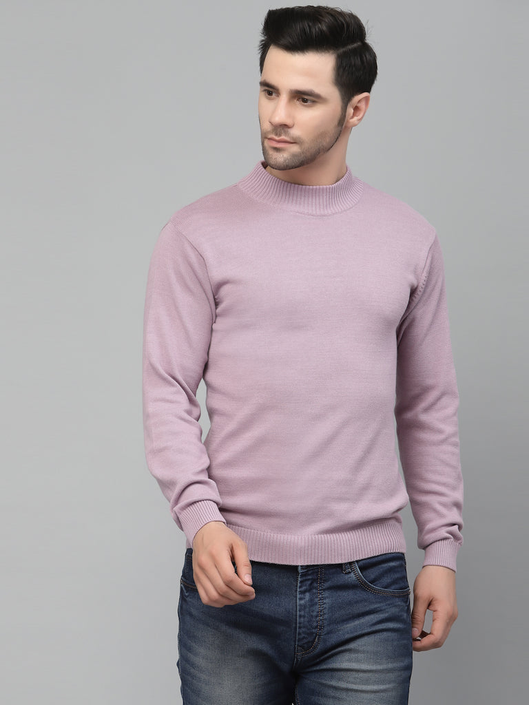 Style Quotient Men Solid Lilac Knitted Regular Sweatshirt-Men's Sweatshirts-StyleQuotient