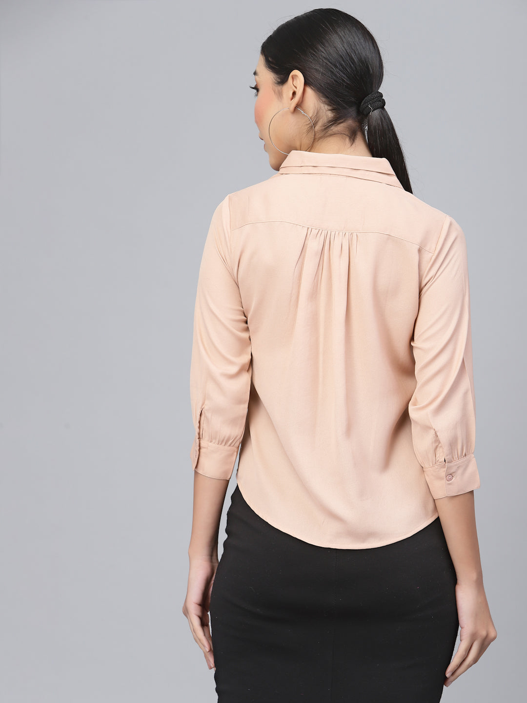 Style Quotient Women Nude-Coloured Smart Formal Shirt-Shirts-StyleQuotient