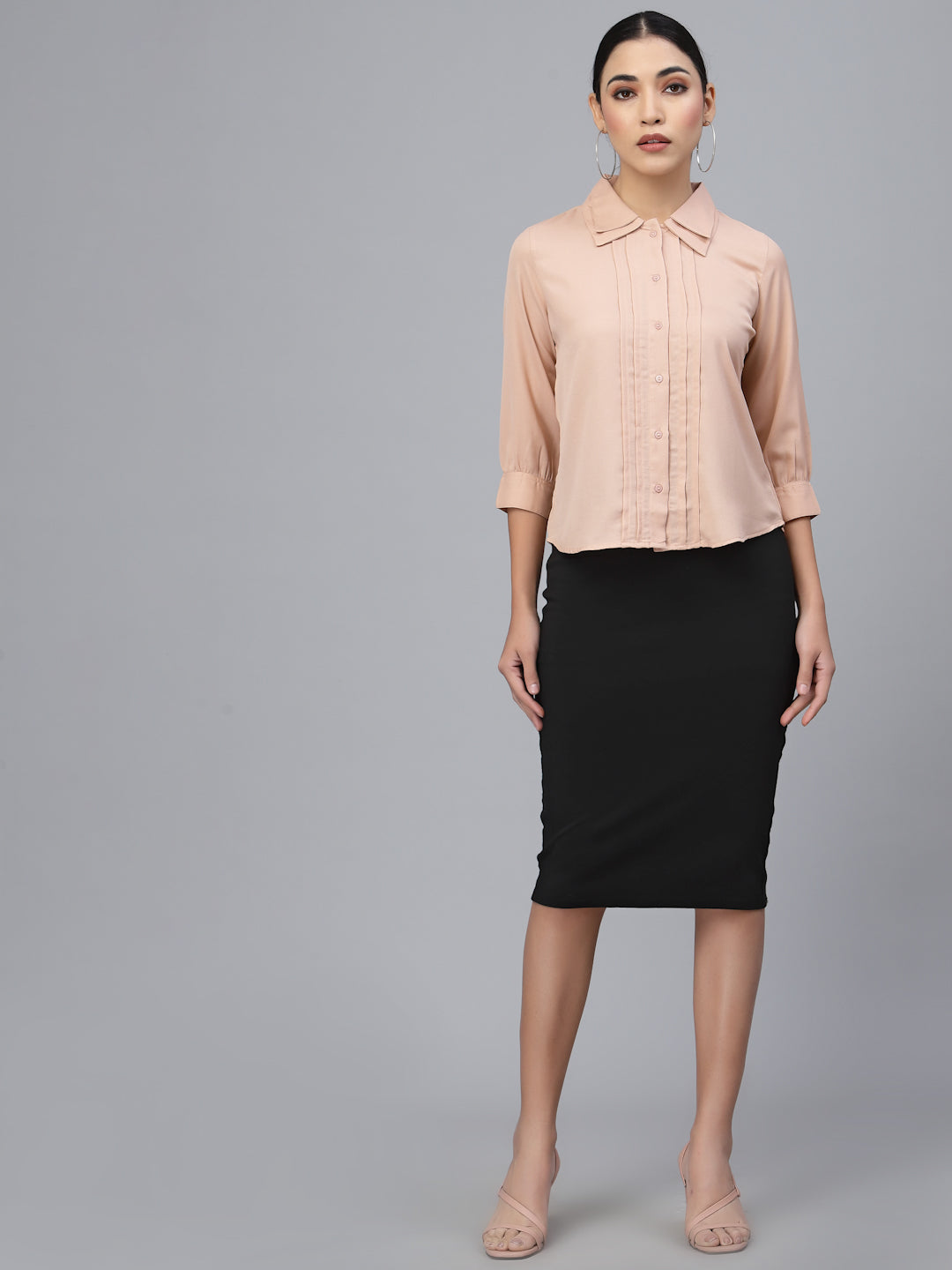 Style Quotient Women Nude-Coloured Smart Formal Shirt-Shirts-StyleQuotient