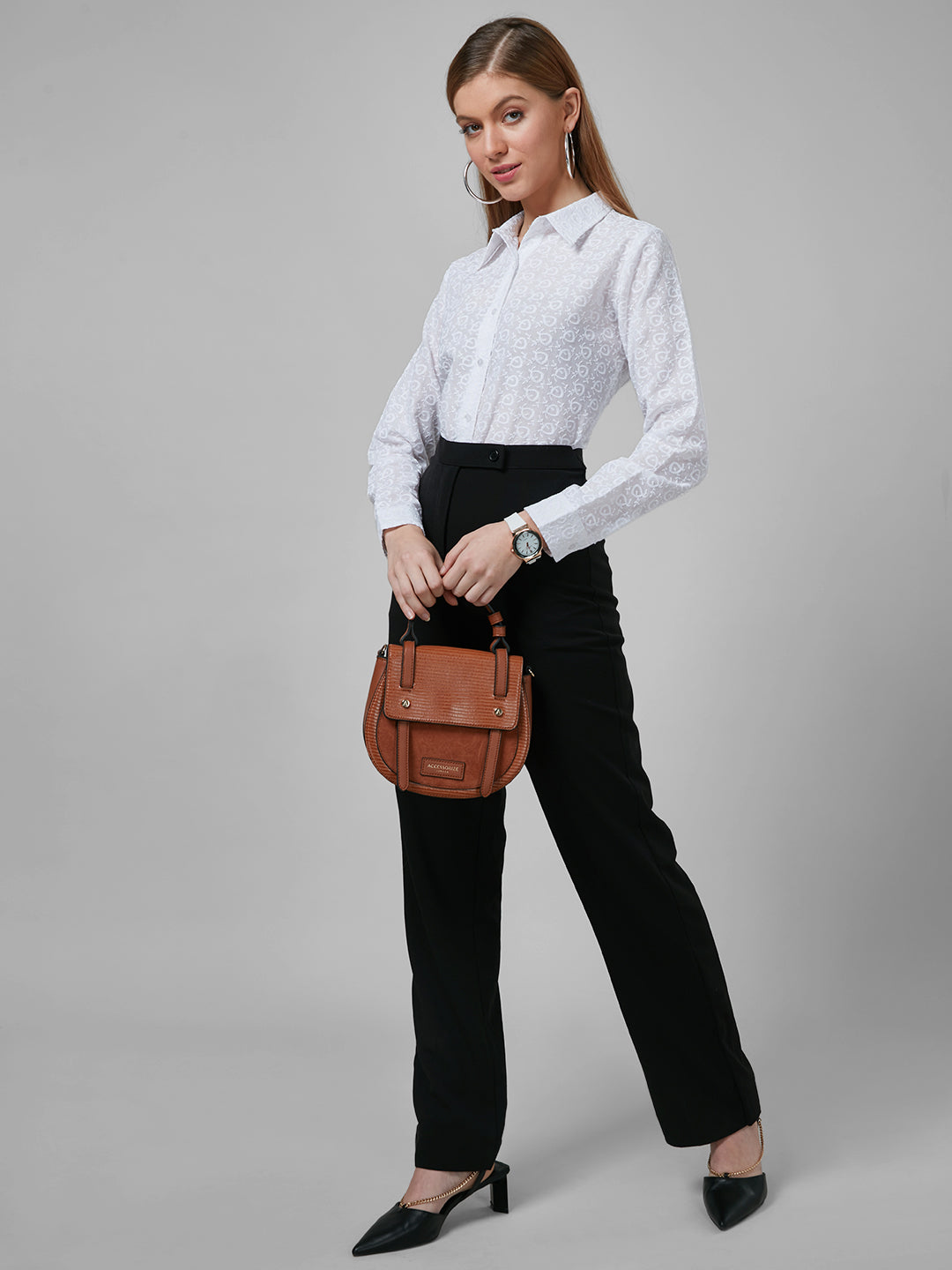 Style Quotient Women White Schiffli Cotton Regular Formal Shirt-Shirts-StyleQuotient