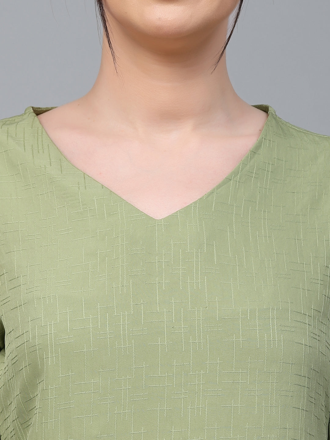Style Quotient Women SAGE GREEN Solid Polyester Regular Smart Casual Top-Tops-StyleQuotient