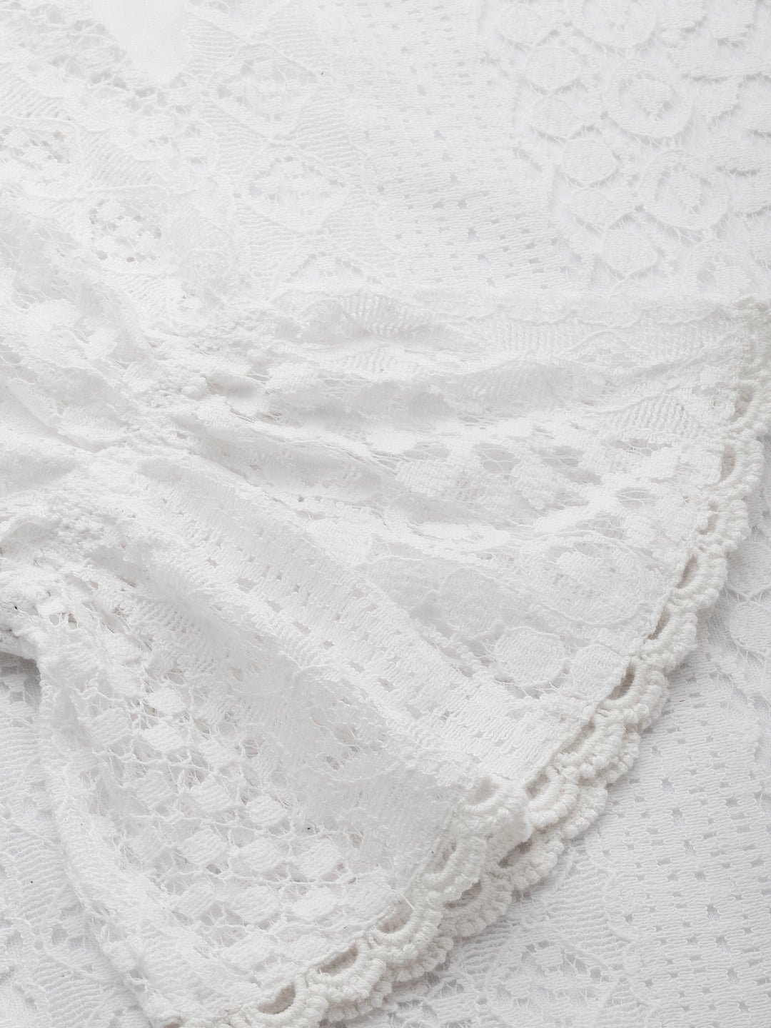 Style Quotient Women White Self Design Lace Regular Smart Casual Top-Tops-StyleQuotient