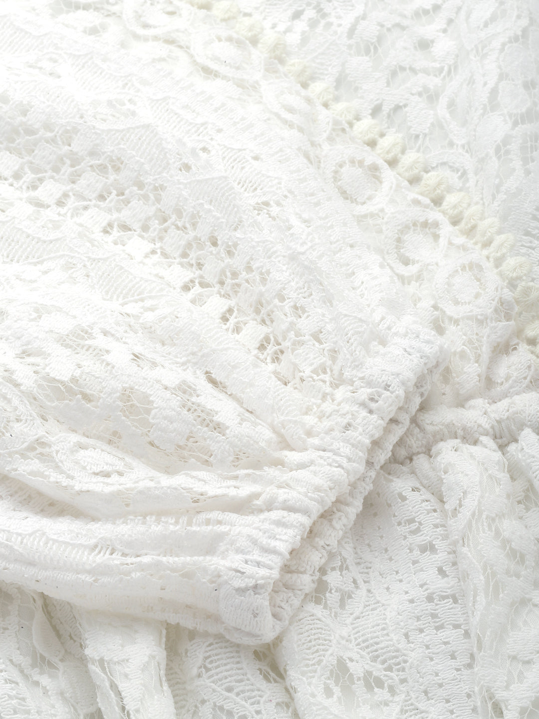 Style Quotient Women White Self Design Lace Regular Smart Casual Peplum Top-Tops-StyleQuotient