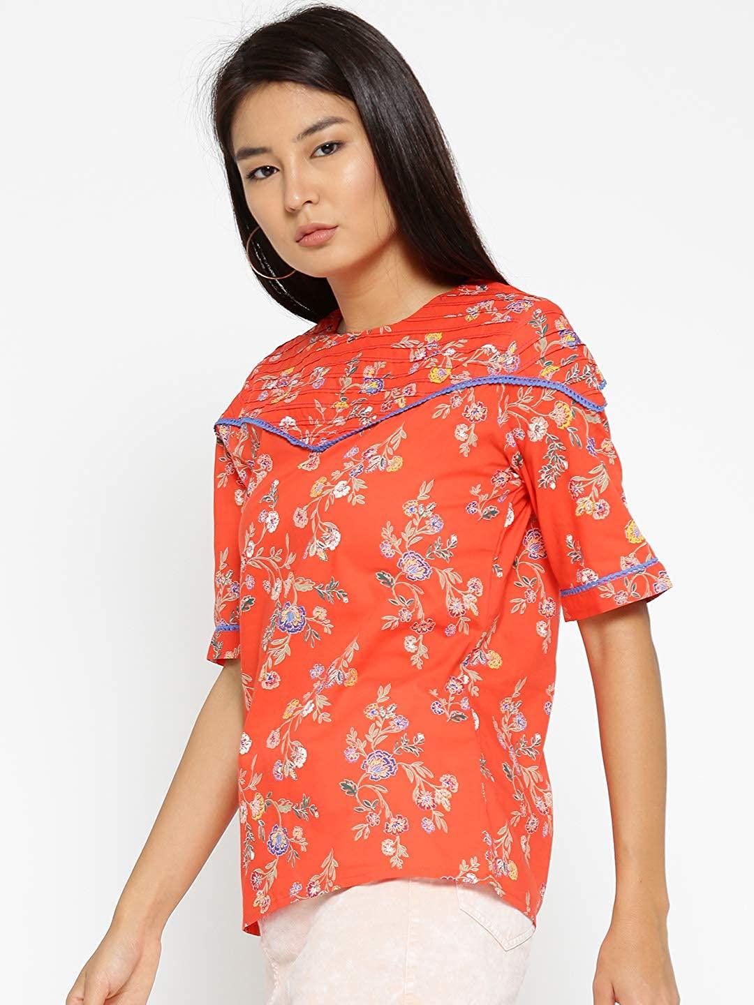 Style Quotient Womens Floral Print Tops-Tops-StyleQuotient