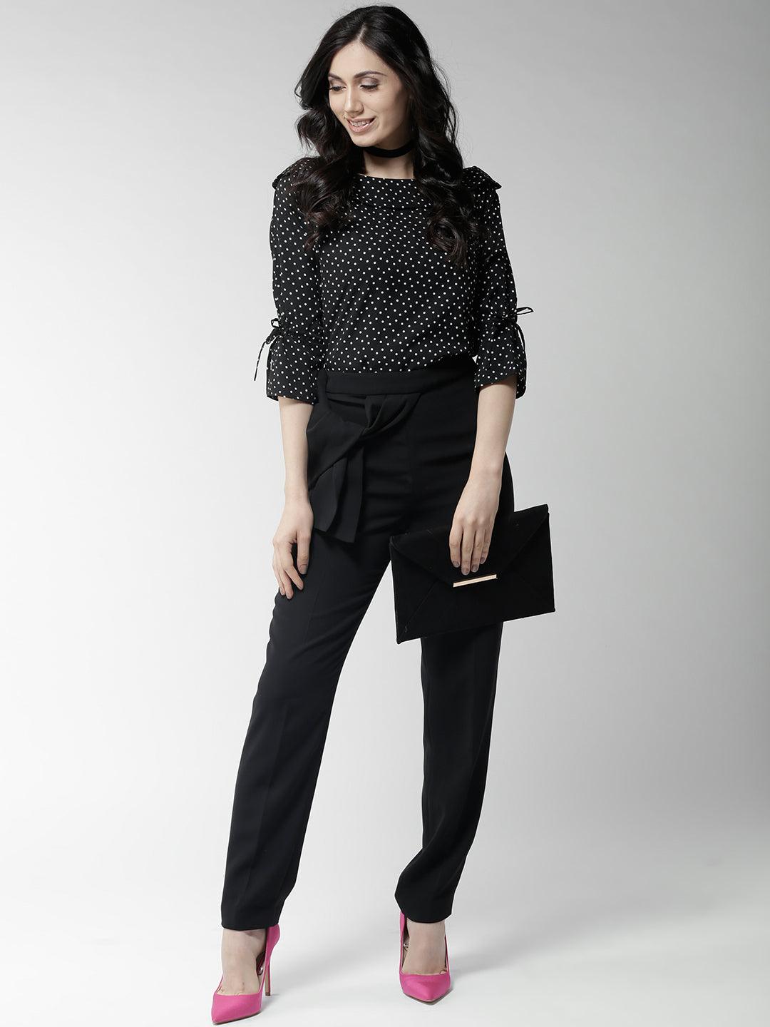 style quotient women polka printed polycrepe smart casual top-Tops-StyleQuotient