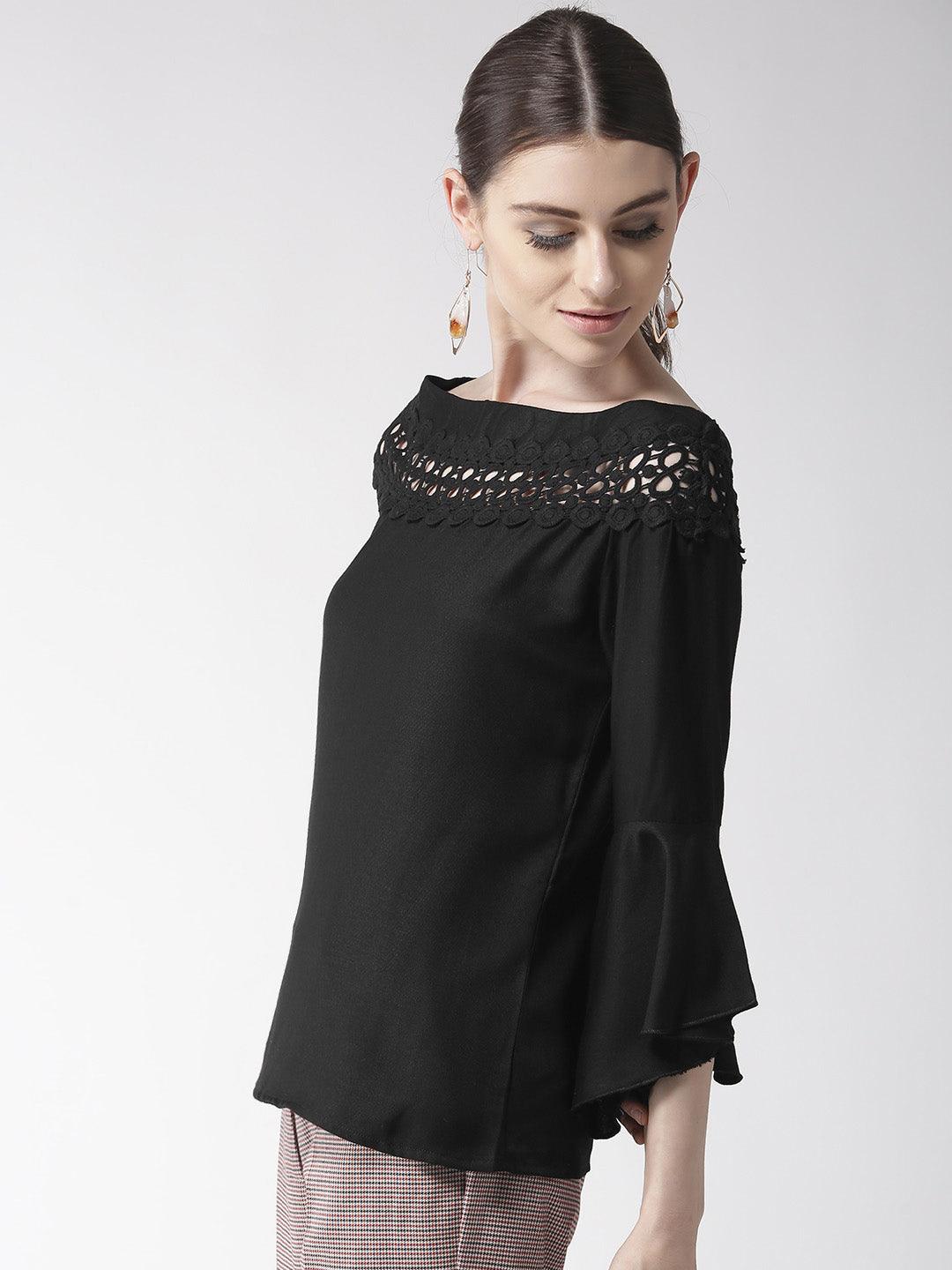 Style Quotient Women Solid Off White viscose rayon smart casual top-Tops-StyleQuotient