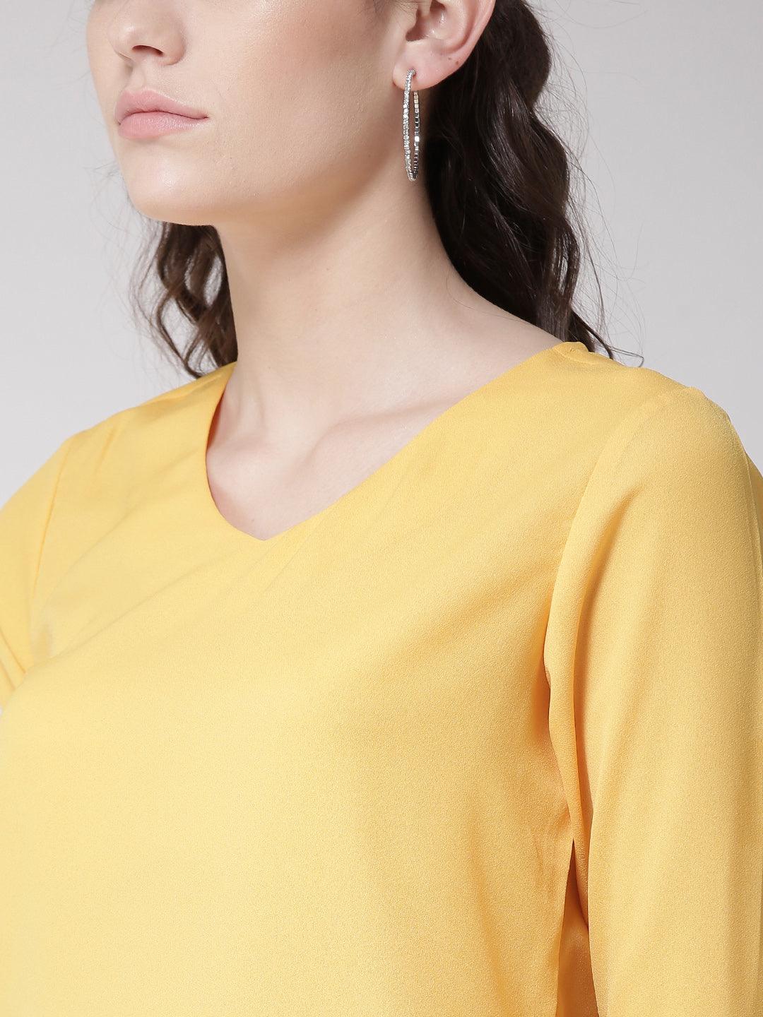 Women Yellow Solid Top-Tops-StyleQuotient