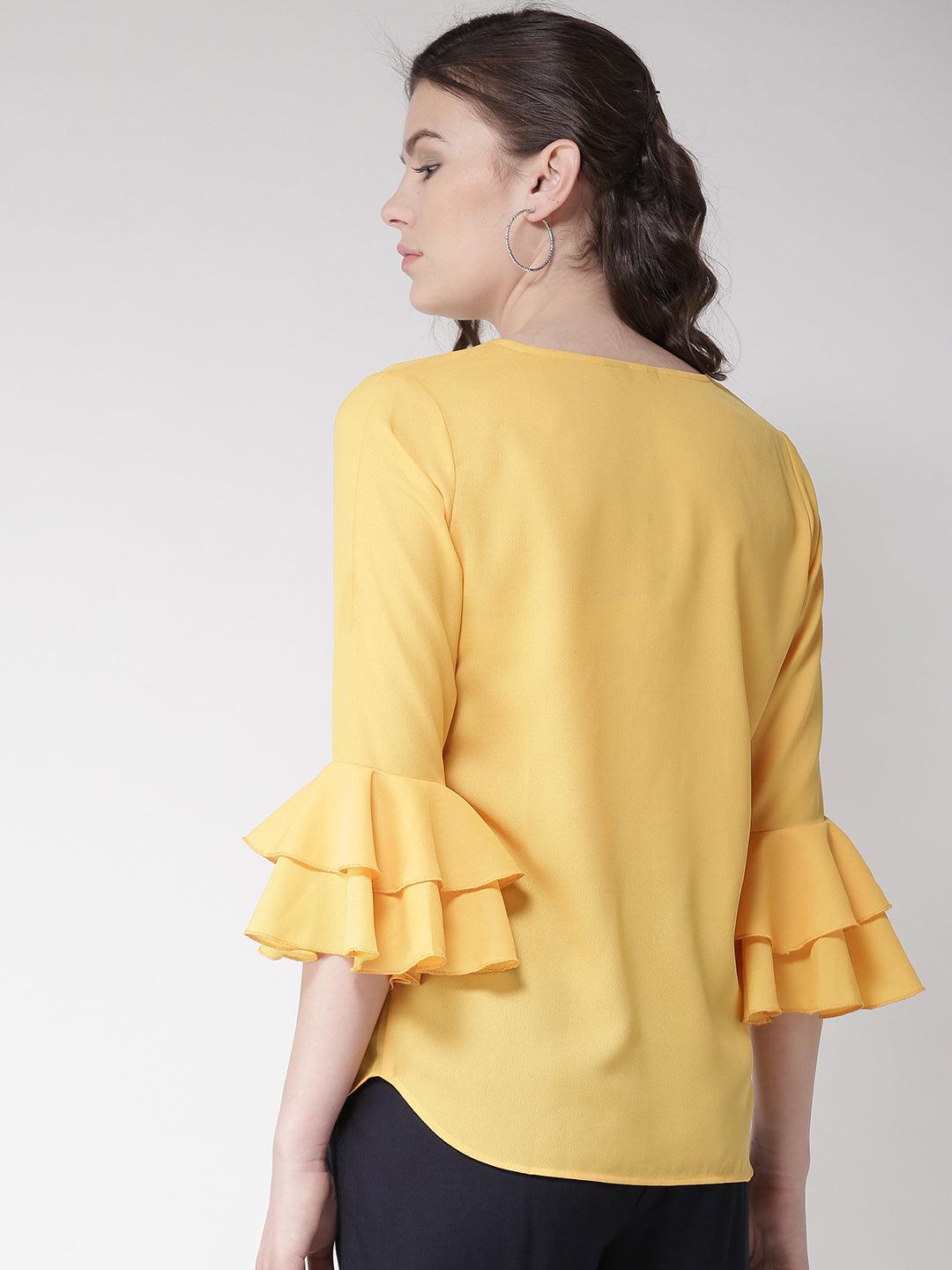 Women Yellow Solid Top-Tops-StyleQuotient