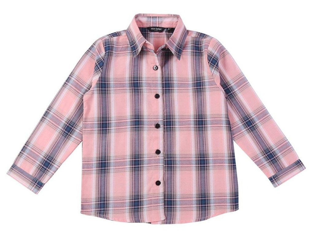 Girls Pink & Blue Regular Fit Checked Casual Shirt-Girls Shirt-StyleQuotient