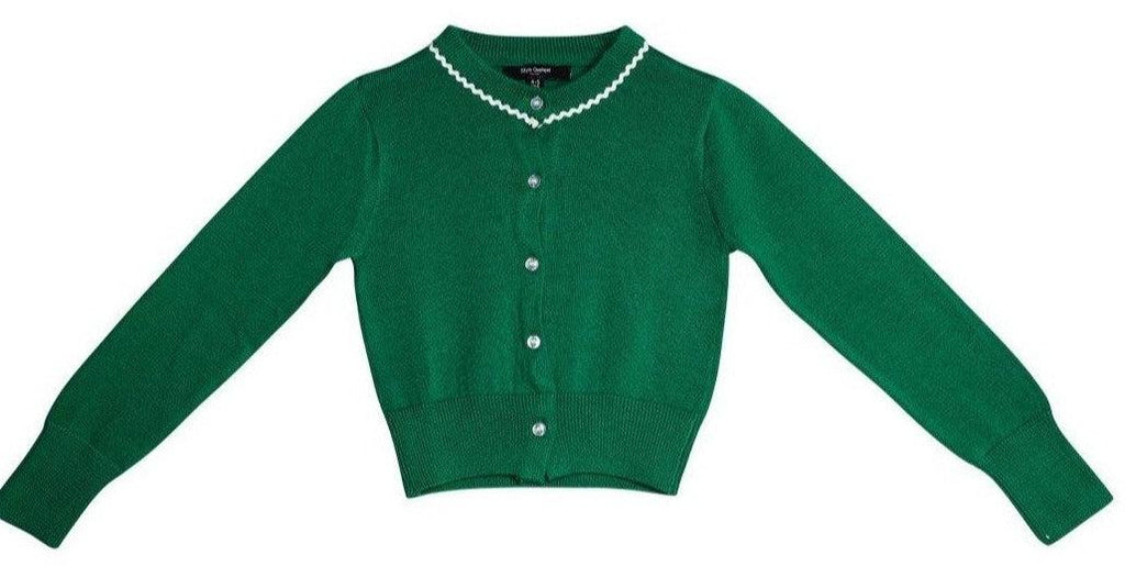 Girls Green Solid Front-Open Sweater-Girls Sweater-StyleQuotient