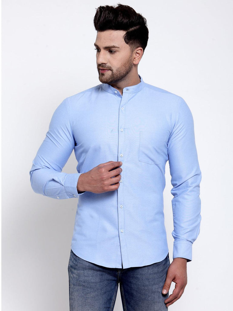 Men Blue Regular Fit Solid Casual Shirt-Mens Shirt-StyleQuotient