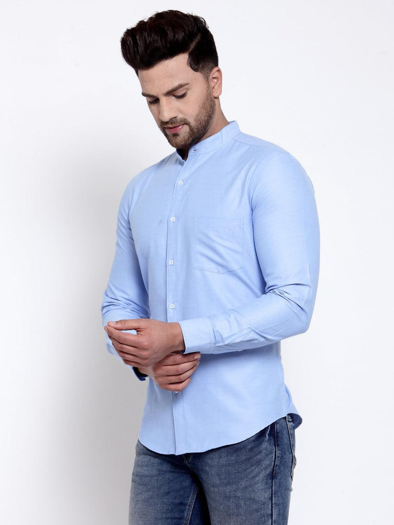 Men Blue Regular Fit Solid Casual Shirt-Mens Shirt-StyleQuotient