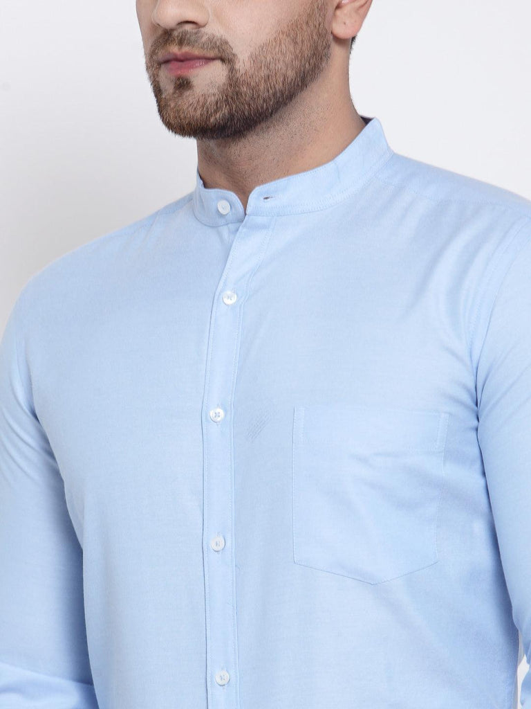 Men Blue Solid Slim Fit Casual Shirt-Mens Shirt-StyleQuotient