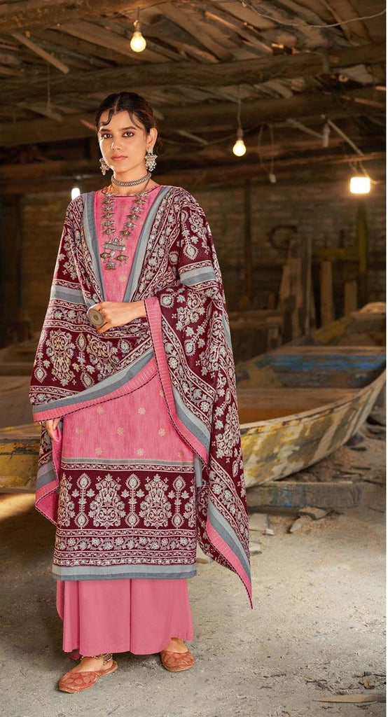 Women Hot Pink Ethnic Motifs Printed Unstitched Dress Material-Unstitched Kurta Set-StyleQuotient