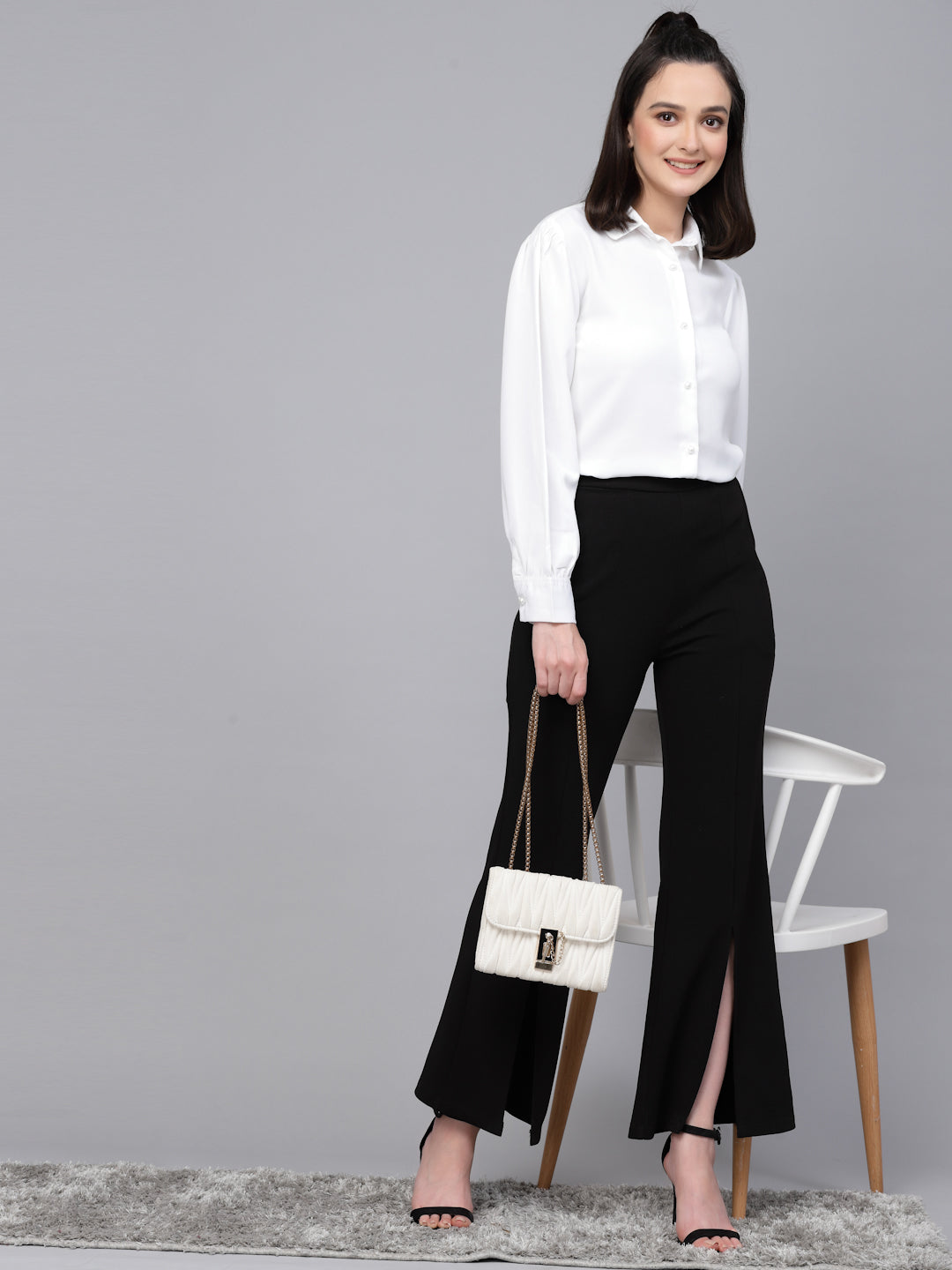 Style Quotient Women Solid White Polyester Formal Shirt-Shirts-StyleQuotient