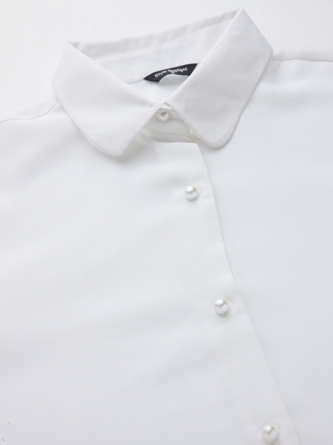Style Quotient Women Solid White Polyester Formal Shirt-Shirts-StyleQuotient