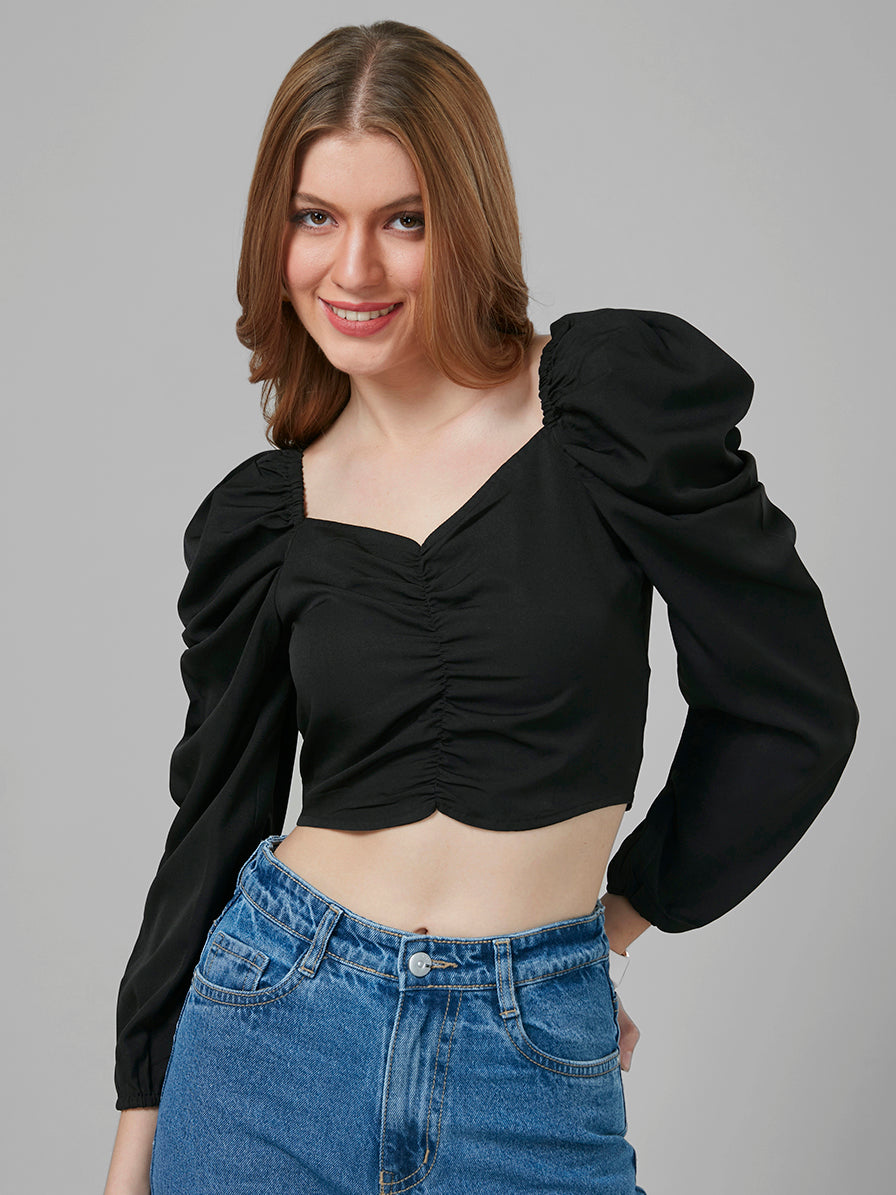 Style Quotient Women Black Solid Tops-Tops-StyleQuotient