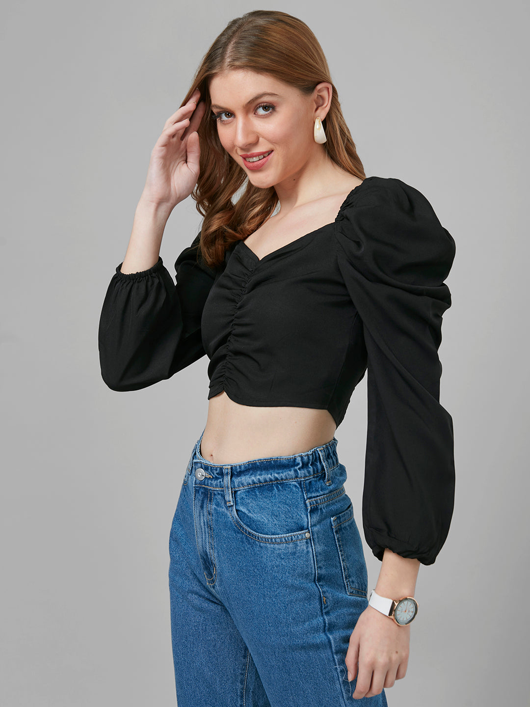 Style Quotient Women Black Solid Tops-Tops-StyleQuotient