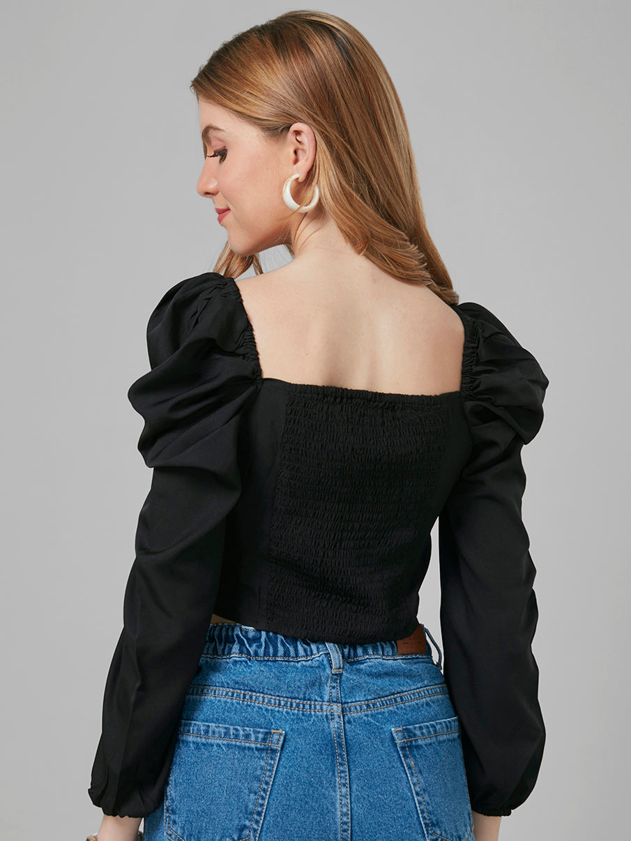 Style Quotient Women Black Solid Tops-Tops-StyleQuotient